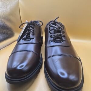 Dockers Men Size 9.5"Brown Leather Cap Toe Oxford Dress Shoes Lace Up